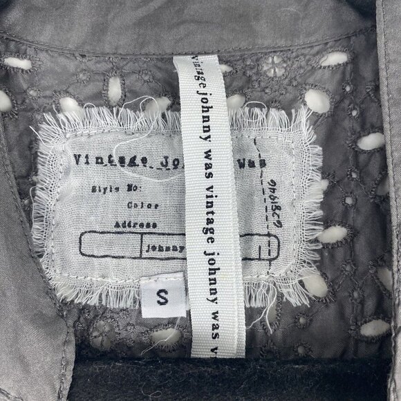 Vintage Johnny Was Women's Eyelet Blouse Tunic Size S Gray Oversized Lagenlook - Picture 3 of 8